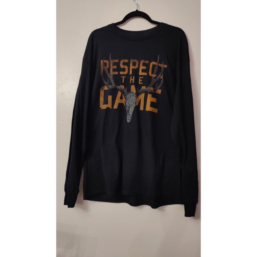 Racks Reels 100% Cotton Men's Long Sleeve  Respect The Game T Shirt SIZE XL